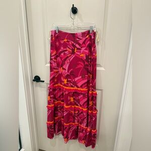 Anthropologie Vibrant Pink and Orange Maxi Skirt